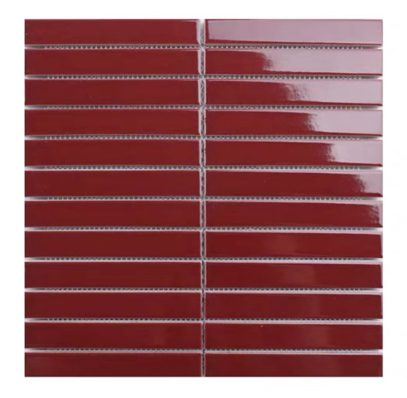 โมเสค TIMELESS TILES รุ่น RM STRIP MOSAIC TILES ขนาด 29.5X28 ซม. สีแดงไวน์ ผิวเงา (ราคา/ตร.ม.)_0